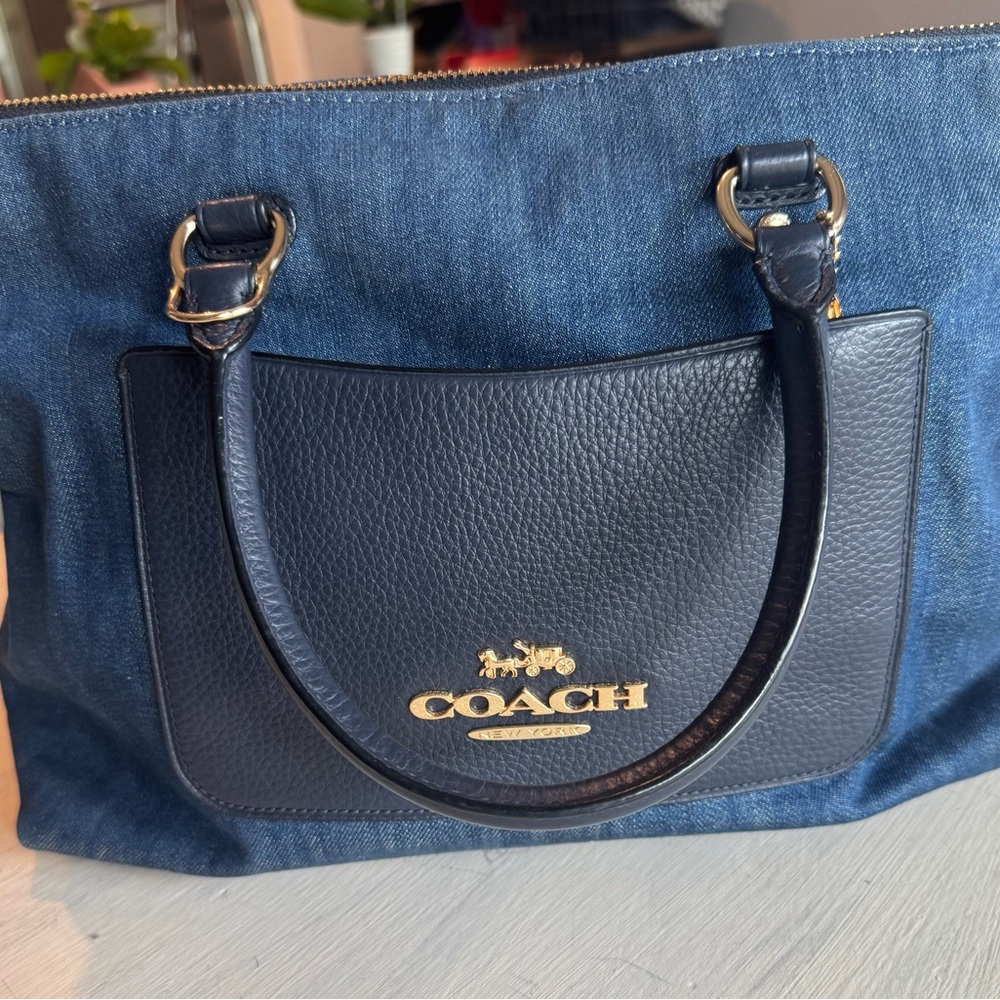 Coach Blue Denim and Leather Tote Bag